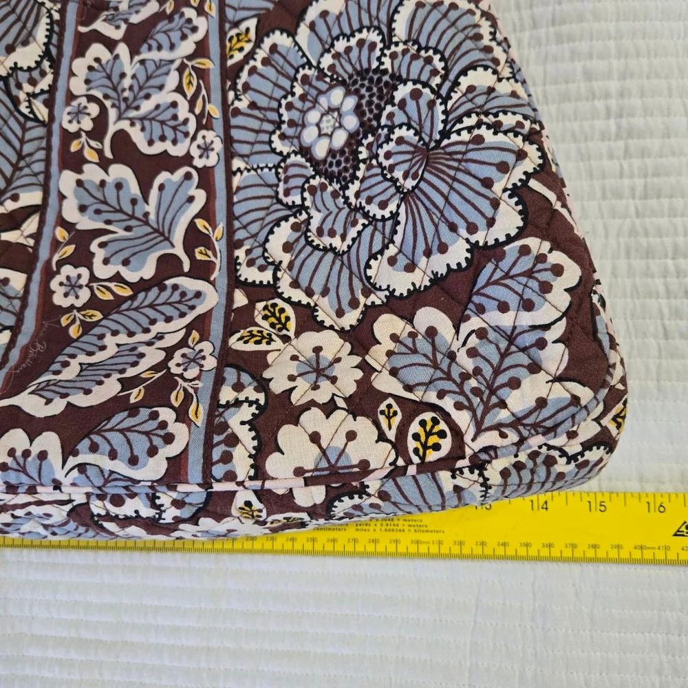 Women's Vera Bradley Slate Blooms Brown Blue Floral Quilted Hobo Bag